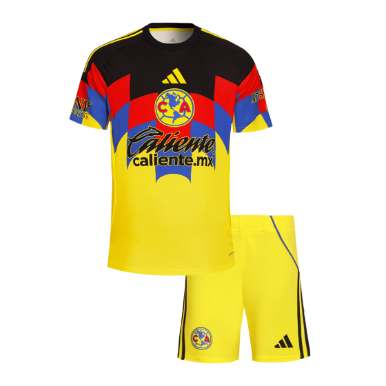 Club America Home Soccer Jersey Kit 2025_26 Kids(Jersey+Shorts)