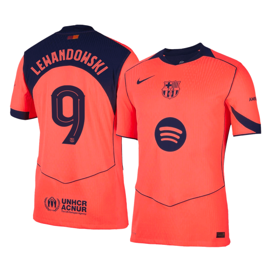 LEWANDOWSKI #9  Barcelona Third Away Soccer Jersey 25_26 Orange- UCL