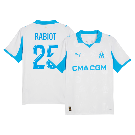 Marseille RABIOT #25 Home Soccer Jersey 2025_26