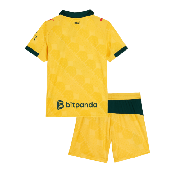 儿童AC米兰第三客场足球球衣套装（球衣+短裤） 25_26 黄色