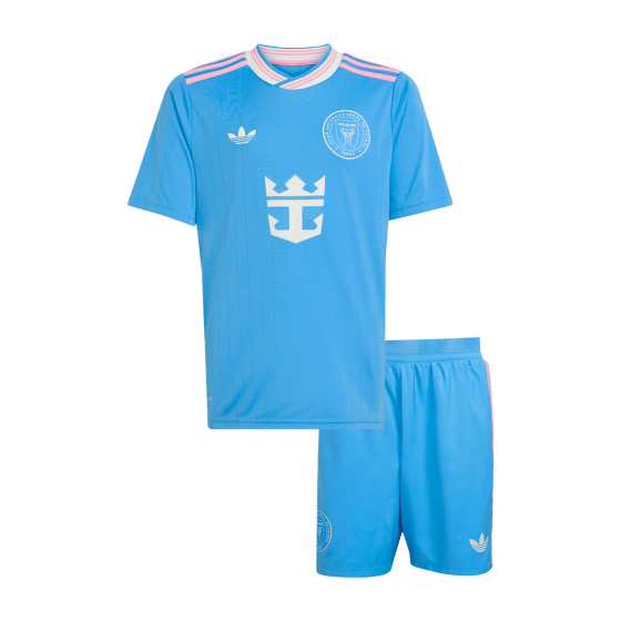 Kid's Inter Miami Third away Soccer Jersey Kit(Jersey+Shorts) 2025 Blue