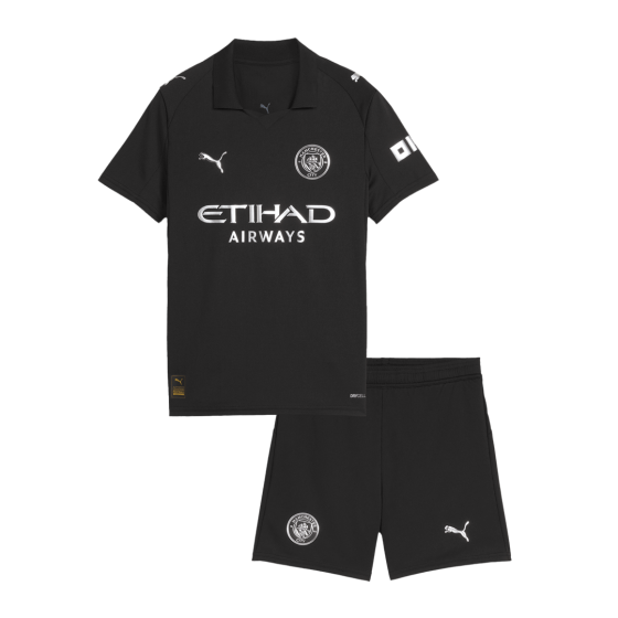 Kid's Manchester City Away Soccer Jersey Kit(Jersey+Shorts) 2025_26 Black