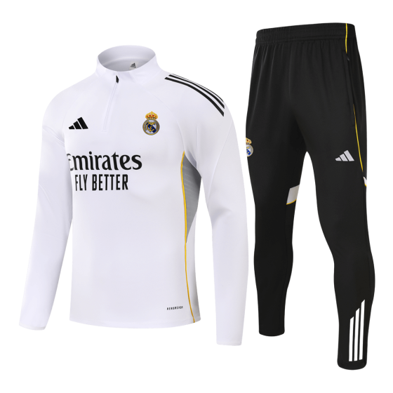 Kid's Real Madrid Zipper Sweatshirt Kit(Top+Pants) 25_26 White