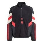 Manchester United Retro Patchwork Fleece Half-Open Front Hoodie